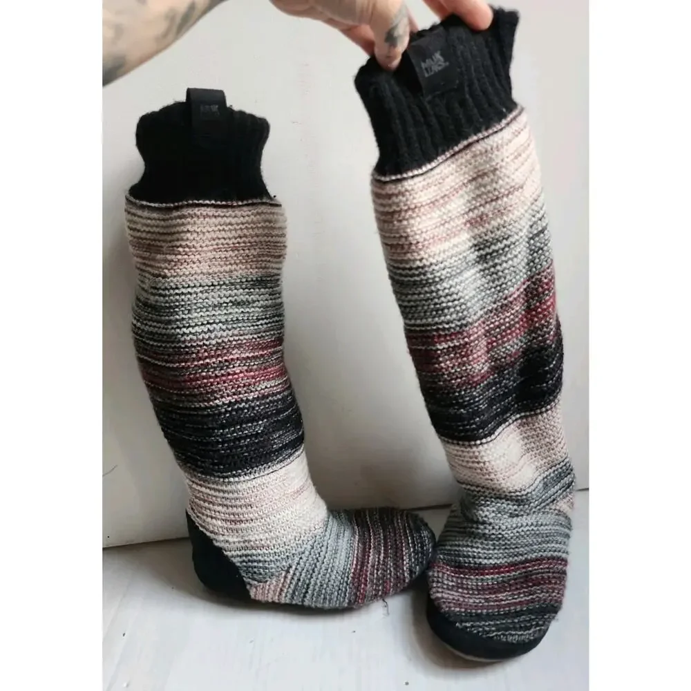 Muk Luks Women 7/7.5 Mid-Calf Sweater Boots Slouch Soft Knit Cottagecore Boho